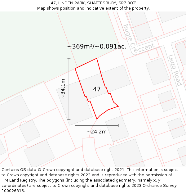 47, LINDEN PARK, SHAFTESBURY, SP7 8QZ: Plot and title map