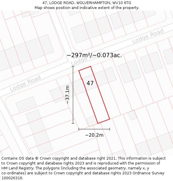 47, LODGE ROAD, WOLVERHAMPTON, WV10 6TG: Plot and title map