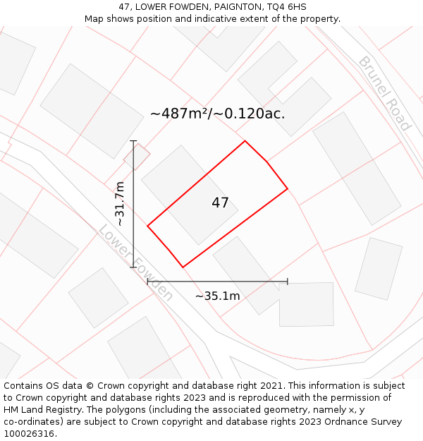 47, LOWER FOWDEN, PAIGNTON, TQ4 6HS: Plot and title map