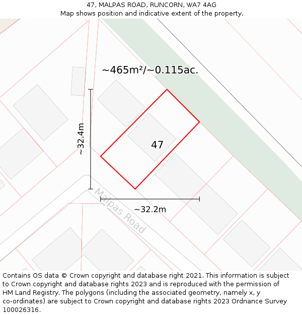 47, MALPAS ROAD, RUNCORN, WA7 4AG: Plot and title map