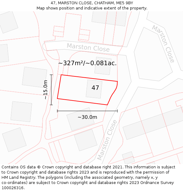47, MARSTON CLOSE, CHATHAM, ME5 9BY: Plot and title map
