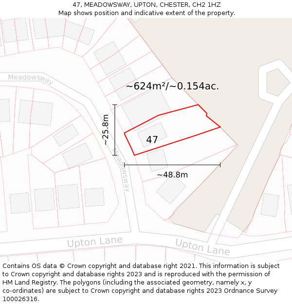 47, MEADOWSWAY, UPTON, CHESTER, CH2 1HZ: Plot and title map