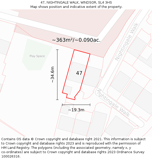 47, NIGHTINGALE WALK, WINDSOR, SL4 3HS: Plot and title map