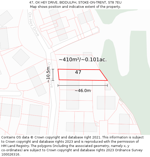 47, OX HEY DRIVE, BIDDULPH, STOKE-ON-TRENT, ST8 7EU: Plot and title map