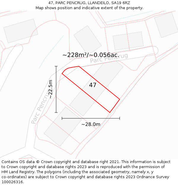 47, PARC PENCRUG, LLANDEILO, SA19 6RZ: Plot and title map