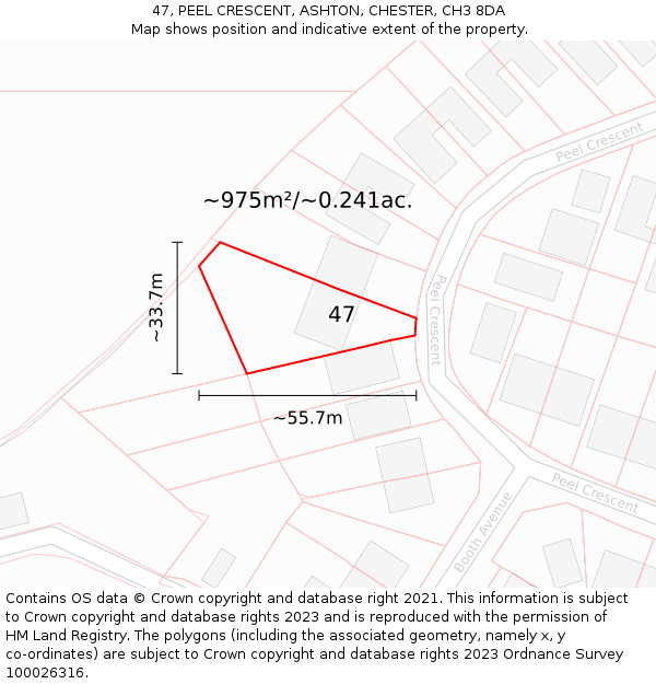 47, PEEL CRESCENT, ASHTON, CHESTER, CH3 8DA: Plot and title map