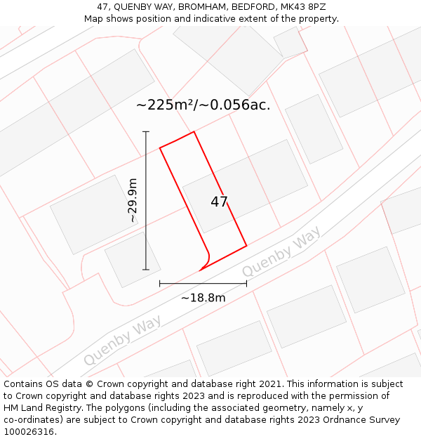 47, QUENBY WAY, BROMHAM, BEDFORD, MK43 8PZ: Plot and title map