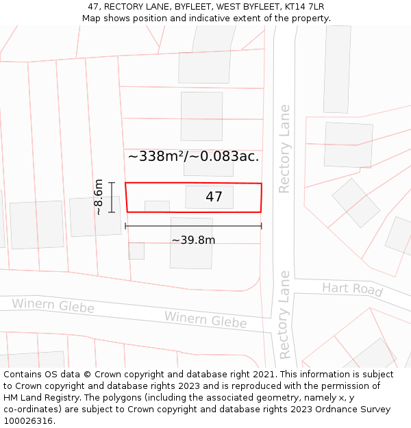 47, RECTORY LANE, BYFLEET, WEST BYFLEET, KT14 7LR: Plot and title map