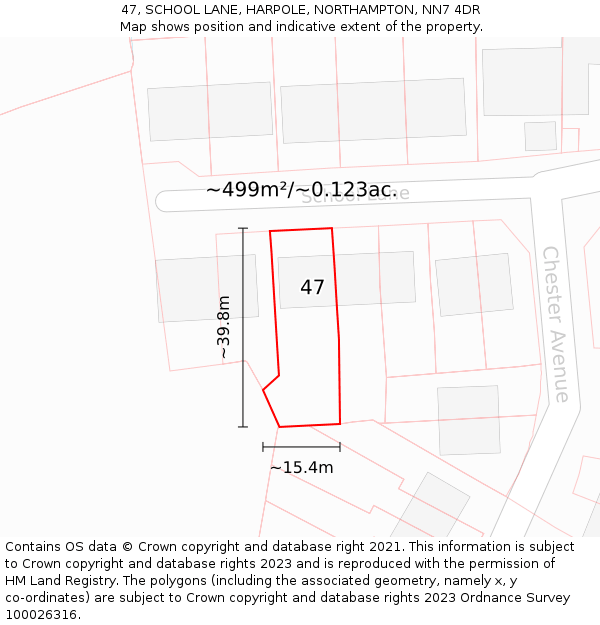 47, SCHOOL LANE, HARPOLE, NORTHAMPTON, NN7 4DR: Plot and title map