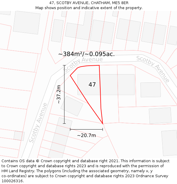 47, SCOTBY AVENUE, CHATHAM, ME5 8ER: Plot and title map