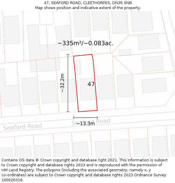 47, SEAFORD ROAD, CLEETHORPES, DN35 0NB: Plot and title map