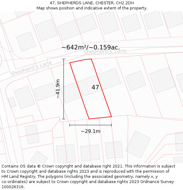 47, SHEPHERDS LANE, CHESTER, CH2 2DH: Plot and title map