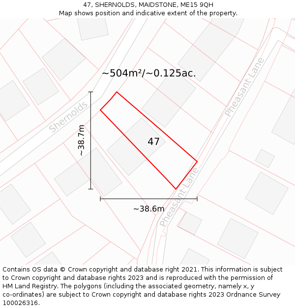 47, SHERNOLDS, MAIDSTONE, ME15 9QH: Plot and title map