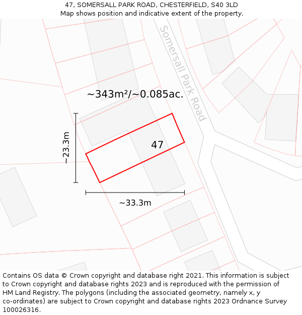 47, SOMERSALL PARK ROAD, CHESTERFIELD, S40 3LD: Plot and title map