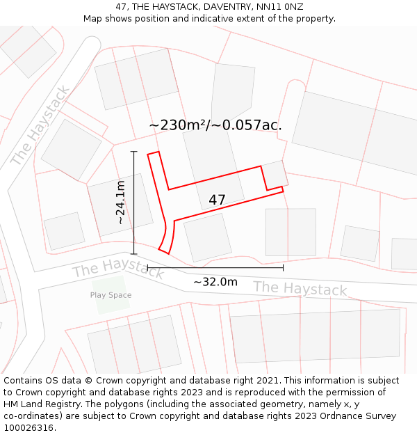 47, THE HAYSTACK, DAVENTRY, NN11 0NZ: Plot and title map