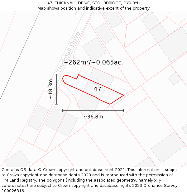 47, THICKNALL DRIVE, STOURBRIDGE, DY9 0YH: Plot and title map