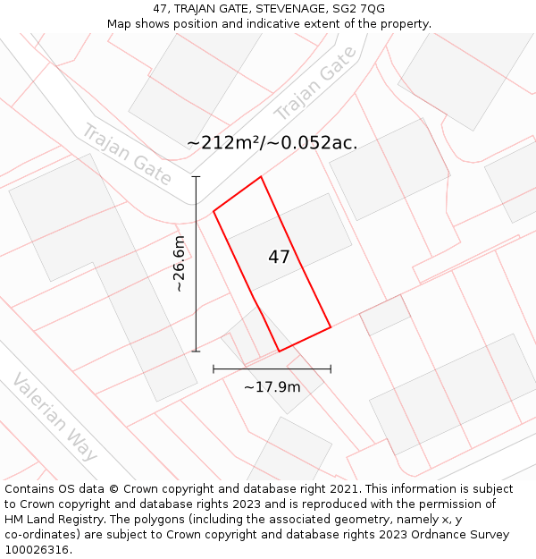 47, TRAJAN GATE, STEVENAGE, SG2 7QG: Plot and title map