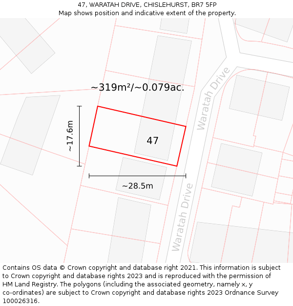 47, WARATAH DRIVE, CHISLEHURST, BR7 5FP: Plot and title map