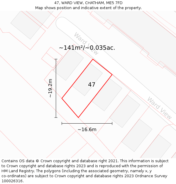 47, WARD VIEW, CHATHAM, ME5 7FD: Plot and title map