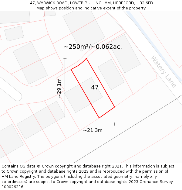 47, WARWICK ROAD, LOWER BULLINGHAM, HEREFORD, HR2 6FB: Plot and title map