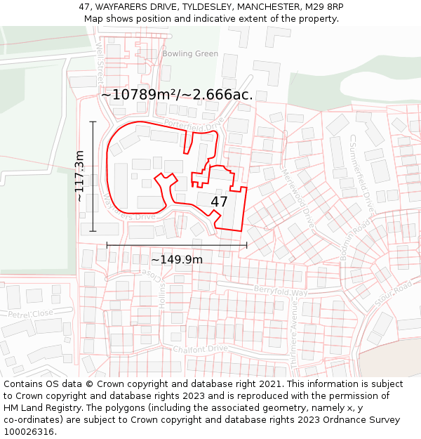 47, WAYFARERS DRIVE, TYLDESLEY, MANCHESTER, M29 8RP: Plot and title map