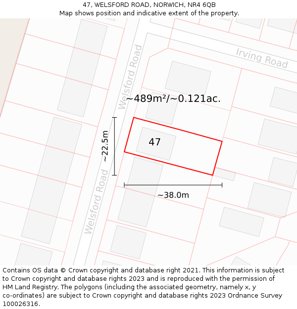47, WELSFORD ROAD, NORWICH, NR4 6QB: Plot and title map