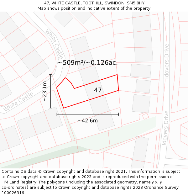 47, WHITE CASTLE, TOOTHILL, SWINDON, SN5 8HY: Plot and title map