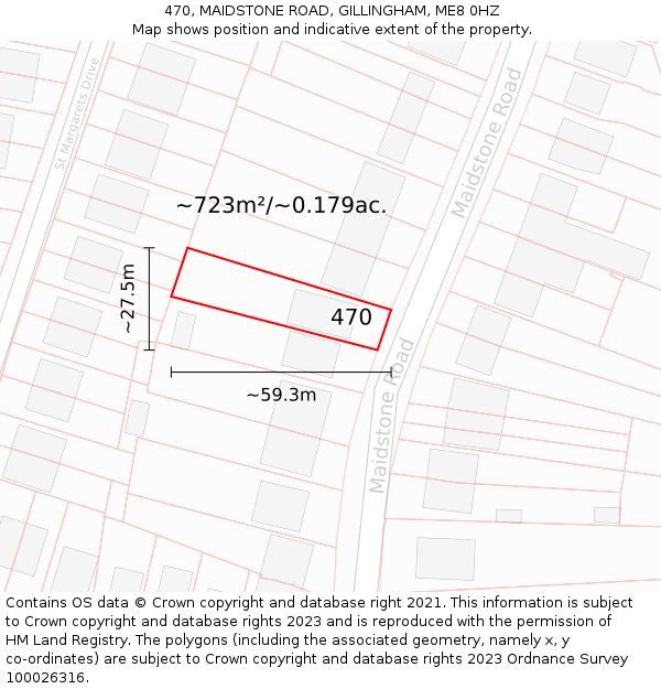 470, MAIDSTONE ROAD, GILLINGHAM, ME8 0HZ: Plot and title map