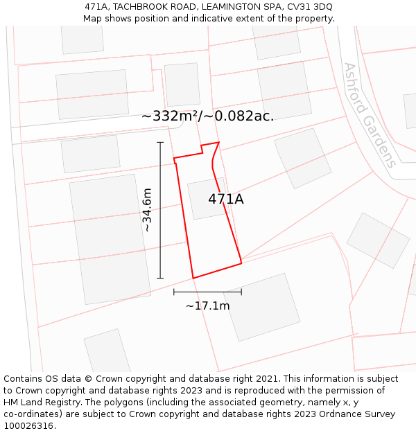 471A, TACHBROOK ROAD, LEAMINGTON SPA, CV31 3DQ: Plot and title map