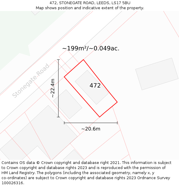 472, STONEGATE ROAD, LEEDS, LS17 5BU: Plot and title map