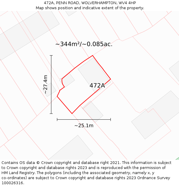 472A, PENN ROAD, WOLVERHAMPTON, WV4 4HP: Plot and title map