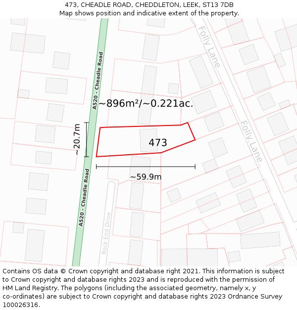 473, CHEADLE ROAD, CHEDDLETON, LEEK, ST13 7DB: Plot and title map