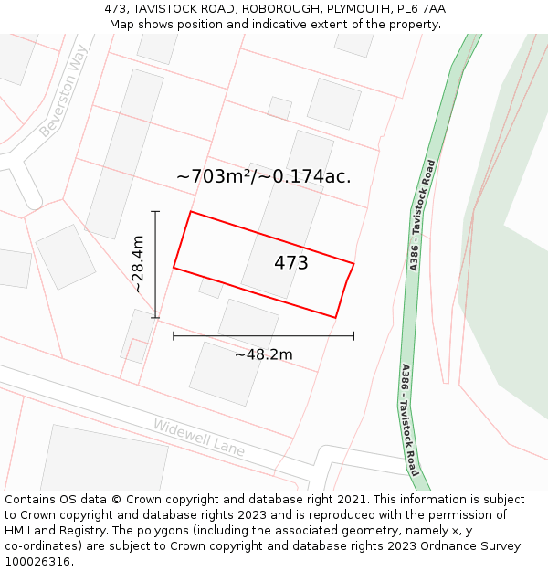 473, TAVISTOCK ROAD, ROBOROUGH, PLYMOUTH, PL6 7AA: Plot and title map