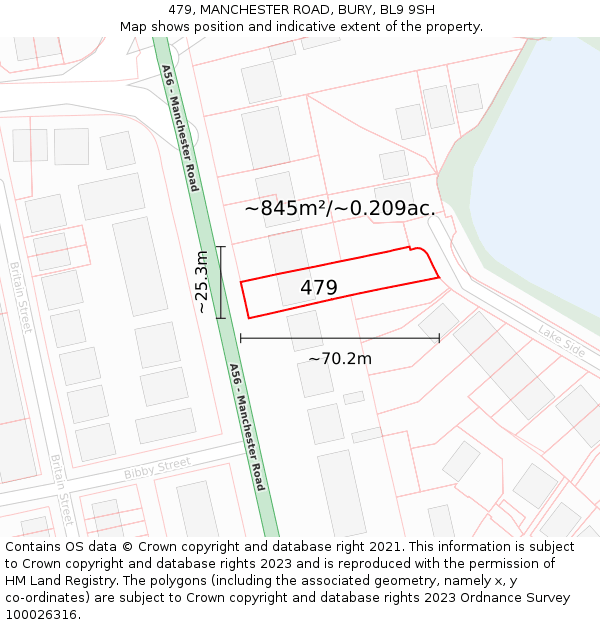 479, MANCHESTER ROAD, BURY, BL9 9SH: Plot and title map