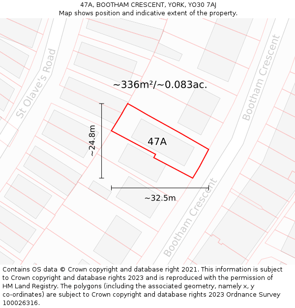 47A, BOOTHAM CRESCENT, YORK, YO30 7AJ: Plot and title map