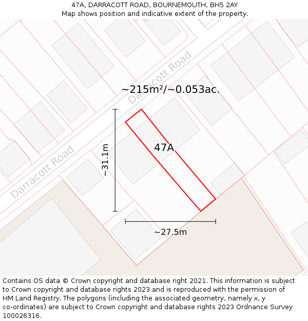 47A, DARRACOTT ROAD, BOURNEMOUTH, BH5 2AY: Plot and title map