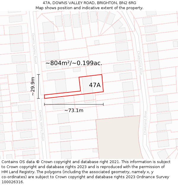 47A, DOWNS VALLEY ROAD, BRIGHTON, BN2 6RG: Plot and title map