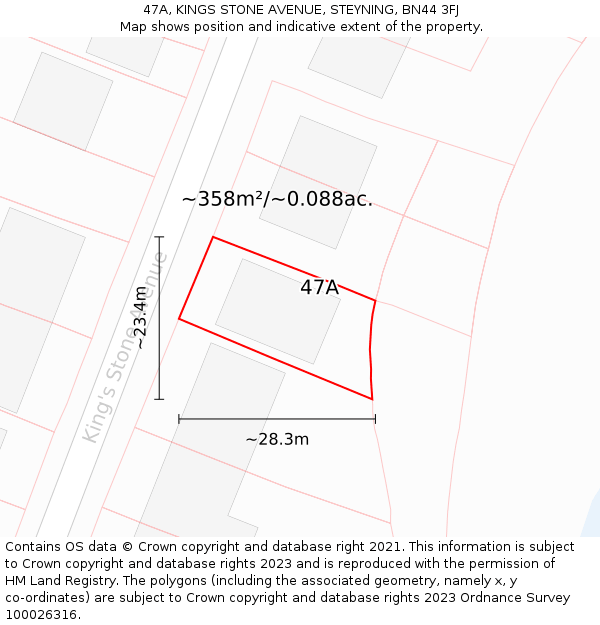 47A, KINGS STONE AVENUE, STEYNING, BN44 3FJ: Plot and title map