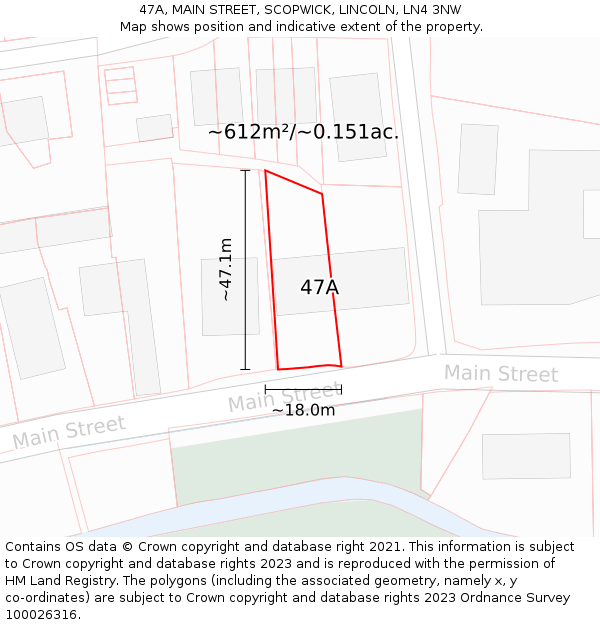 47A, MAIN STREET, SCOPWICK, LINCOLN, LN4 3NW: Plot and title map