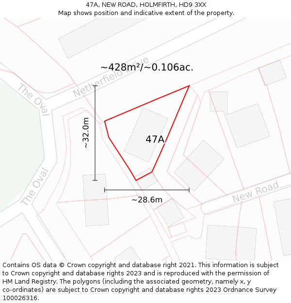 47A, NEW ROAD, HOLMFIRTH, HD9 3XX: Plot and title map