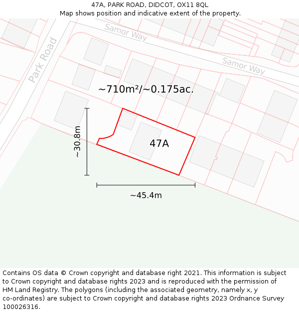 47A, PARK ROAD, DIDCOT, OX11 8QL: Plot and title map