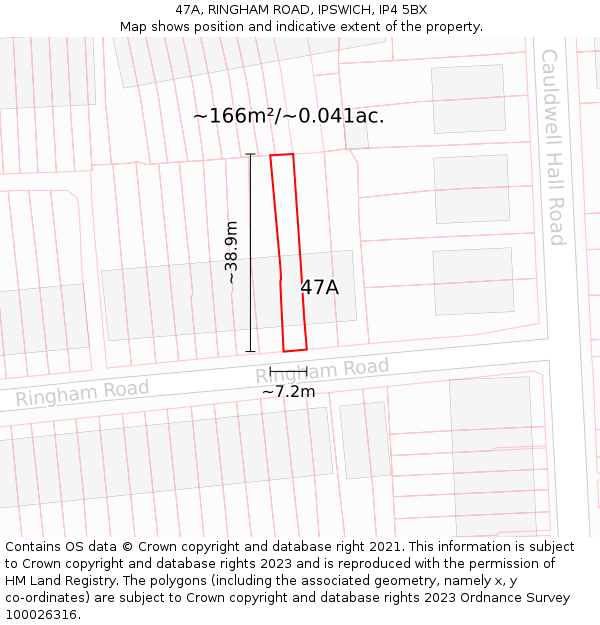 47A, RINGHAM ROAD, IPSWICH, IP4 5BX: Plot and title map