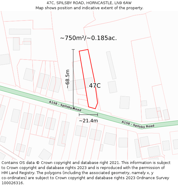47C, SPILSBY ROAD, HORNCASTLE, LN9 6AW: Plot and title map