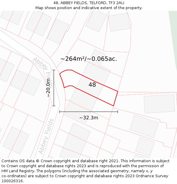 48, ABBEY FIELDS, TELFORD, TF3 2AU: Plot and title map