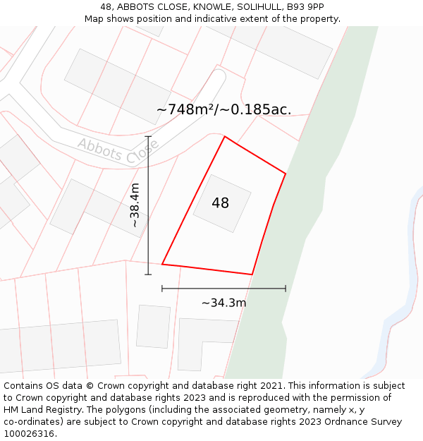 48, ABBOTS CLOSE, KNOWLE, SOLIHULL, B93 9PP: Plot and title map