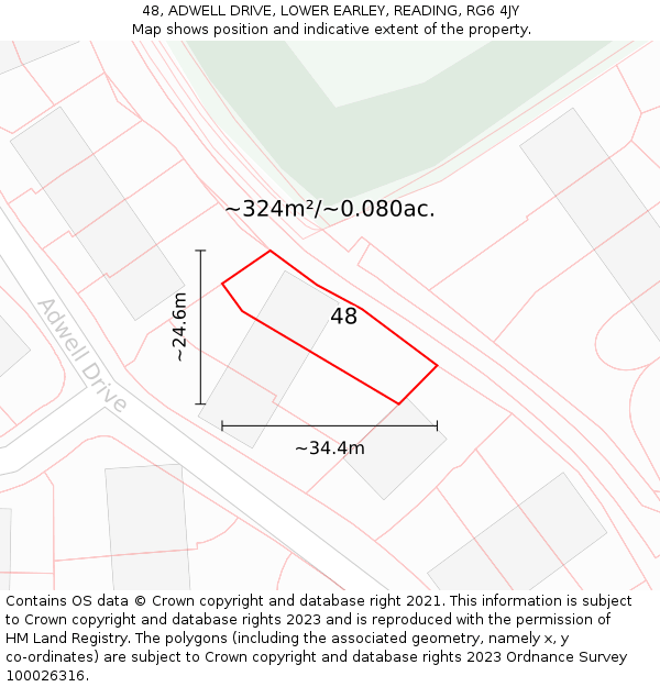 48, ADWELL DRIVE, LOWER EARLEY, READING, RG6 4JY: Plot and title map