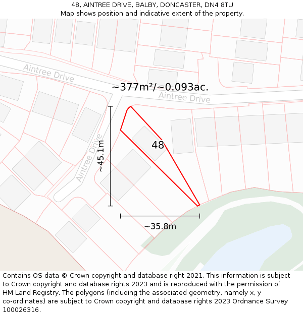 48, AINTREE DRIVE, BALBY, DONCASTER, DN4 8TU: Plot and title map