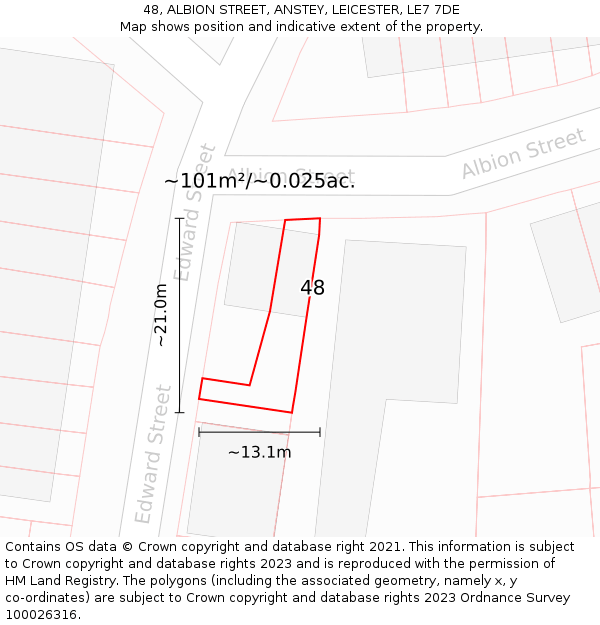 48, ALBION STREET, ANSTEY, LEICESTER, LE7 7DE: Plot and title map