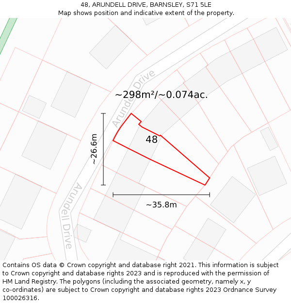 48, ARUNDELL DRIVE, BARNSLEY, S71 5LE: Plot and title map