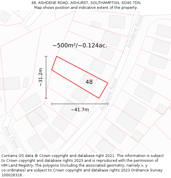 48, ASHDENE ROAD, ASHURST, SOUTHAMPTON, SO40 7DN: Plot and title map